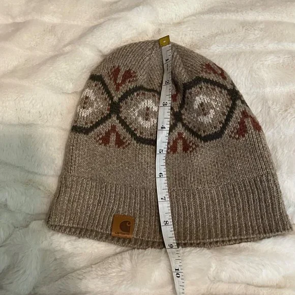 Carhartt Women’s One Size Tan Brown Mocha Wool Acrylic Outdoor Camping Beanie - Picture 4 of 7